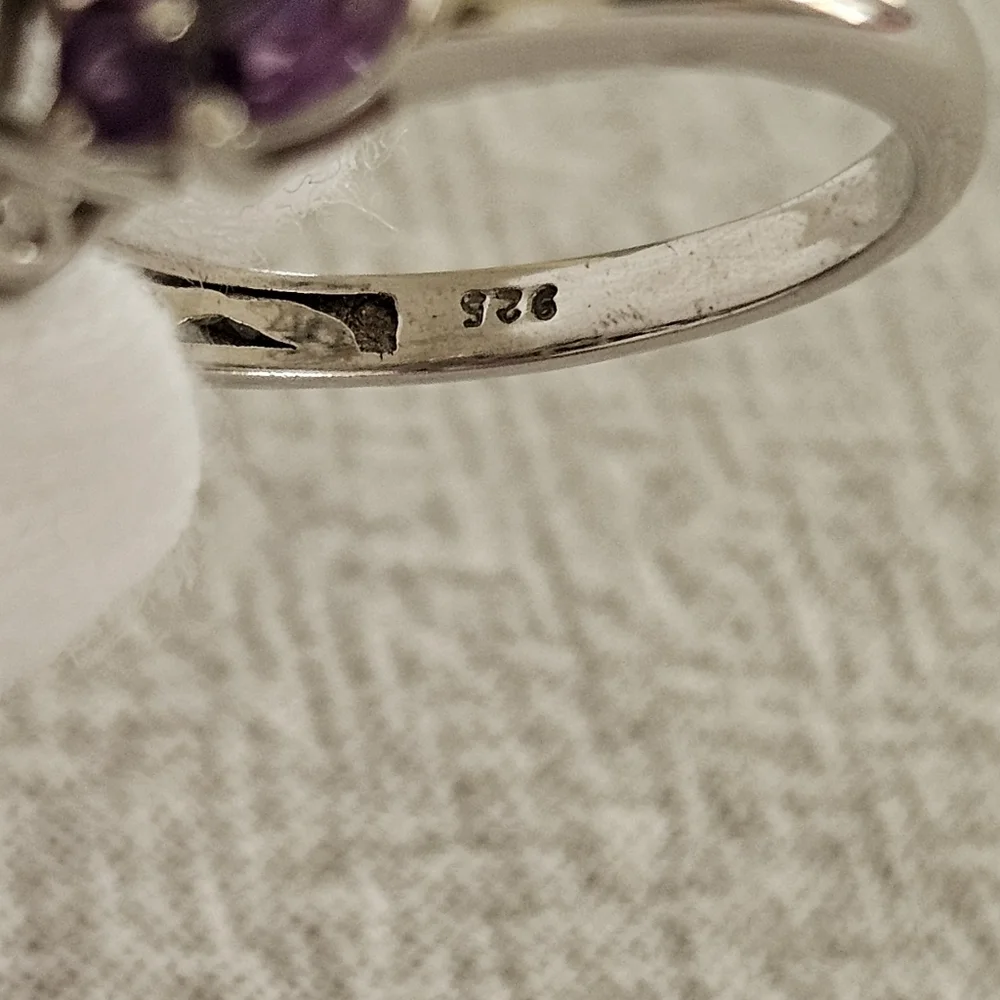 Purple Drusy African Amethyst Ring Platinum Over 925 Sterling Silver Sz 8